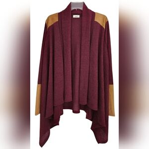 ODDY HI LO CARDIGAN SZ L BURGANDY